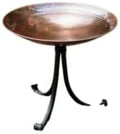 Burnt Copper Birdbath with Tripod Stand – Hammered Copper Finish Bowl & Wrought Iron Base for Garden, Deck & Tabletop by Oakestry