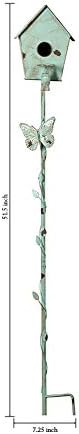 Bird Houses for Outside with Pole Metal Birdhouse Stakes Decorative Outdoor, Reclaimed Faucet Accent (Teal, 52") - Image 6