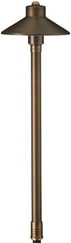 VOLT Flat Hat 12V Solid Brass Path Light (7" Shade, 24" Tall), Bronze - Image 2