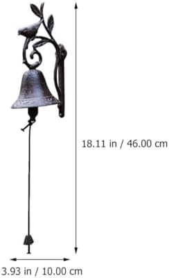 Cast Iron Flower Bird Bell Rustic Retro Wall Decor Brown Iron - Image 2