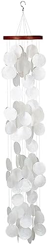 Woodstock Wind Chimes for Outside, Outdoor Decor, Garden, Porch, and Patio Decor, (40") Decorative Wind Chime, Dorm Room Decor, Teen Decor, Capiz Waterfall, White Blanca Capiz Wind Chime (CWRB) by WoodstockChimes
