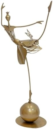 Outdoor Statue Garden Metal Statue Outdoor Dancing Girl Bird Art Farmhouse Footpath Garden Decor(A) by Unknown