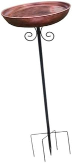 Iron Birdbath with Garden Stakes 31.89 Inch Copper Drinking Feeder Tray Food Water Bowl for Courtyard Yard Hummingbird by Unknown
