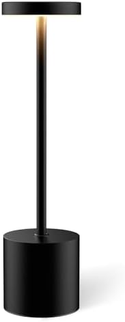 Swinerton Black Cordless Table Lamp, Rechargeable 5000mAh Battery Powered Wireless Table Light, 3 Color Dimmable Lighting, Patio Outdoor Table Lamp, Bedside Night Lamp, Ambient Light for Dining by Swinerton