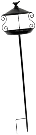 Bird Feeder Standing Bird Bath Feeding Station Iron Birdbath Feeding Bowl Stake Weatherproof Decorative Installation Suitable for Lawn Yard Garden, Black by %EF%BC%A1%EF%BC%B7%EF%BC%A8%EF%BC%A1%EF%BC%AF