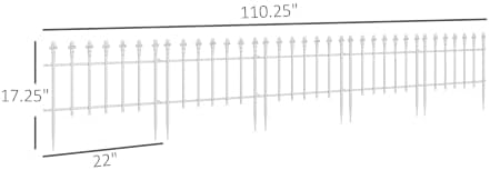 Outsunny 5 Pack Metal Decorative Garden Fence, 9.2' x 17.25", White - Image 7