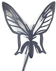 Bugs, Bees and Butterfly Garden Yard Stake Sign 20 to 33 Inches Tall (Small Butterfly Stake 22" Tall, Metallic Blue Gray) by Handmade