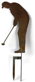 Hobby and Leisure Style Rustic or Powder Coated Metal Garden Stake or Stand (Medium Golfer 28" Tall Including Stake, Naturally Rusted) - Image 4