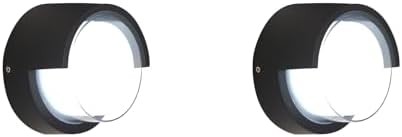 2-Pack Black Circular Aluminum Outdoor Wall Sconces by Scpitw