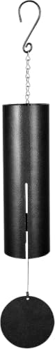 Carson 36" Black Cylinder Wind Chime – Deep Tone Outdoor Wind Chime with Adjustable Striker, Powder-Coated Steel Hanging Chime for Patio, Porch, Garden & Memorial Decor by Carson