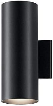 Kichler Cylinders 12" Outdoor Wall Sconce in Black, 2-Light Exterior Wall Light, Cylinder Fixture, (12" H x 5" W) , 9244BK - Image 6