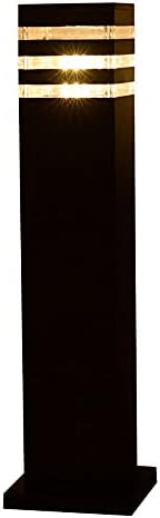 Outdoor Bollard Light Modern Black LED Pathway Lamp, IP65 Waterproof Square Landscape Post Lighting Fixture with Striped Design for Garden, Walkway, Yard Driveway Illumination - Image 2
