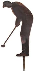 Hobby and Leisure Style Rustic or Powder Coated Metal Garden Stake or Stand (Small Golfer 24" Tall Including Stake, Naturally Rusted) - Image 5