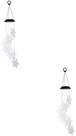 2pcs Color Changing Solar Led Snowflake Wind Chime Light for Decoration Wind Bell Light Holiday Present for Friends Family by BEBEMOKO