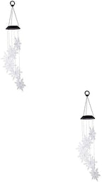 2pcs Color Changing Solar Led Snowflake Wind Chime Light for Decoration Wind Bell Light Holiday Present for Friends Family by BEBEMOKO