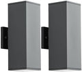 mirrea 14" Modern Outdoor Porch Light in 2 Lights, Matte Gray, 2 Pack by mirrea