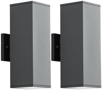mirrea 14" Modern Outdoor Porch Light in 2 Lights, Matte Gray, 2 Pack by mirrea