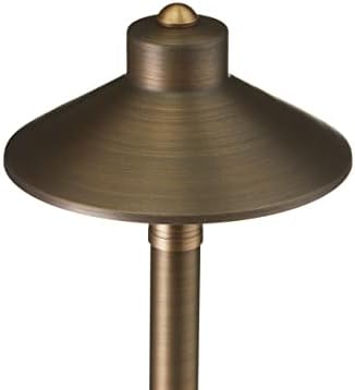 VOLT Flat Hat 12V Solid Brass Path Light (7" Shade, 24" Tall), Bronze - Image 3