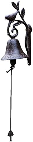 Cast Iron Dinner Doorbell, Flower and Bird Decorative Bells, Manually Shaking Wall Hanging Wind Chimes for Outdoor Garden Backyard Farmhouse Church by Unknown