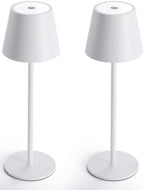 Maksone 2 Pack LED Cordless Table Lamp, 6600mWh Rechargeable Battery Desk Lamp, 3000K Stepless Dimming Night Light, IP54 Waterproof Metal Outdoor Portable Lamp for Camping, Restaurant (White) by Maksone