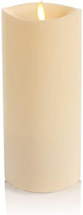 Luminara Outdoor Flameless LED Ivory Candle Melted Edge 3.75" x 9" Real Moving Flame Battery Operated Timer Plastic Weather-Resistant by Luminara