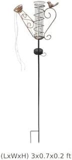 Solar Watering Can Lights, Iron Kettle Rain Gauge with Bird Accent, 6 in Glass Tube, LED String Lights, Rustproof Metal, Easy to Install Patio Yard Decor Statue, 36 x 8.5 x 2 in - Image 2