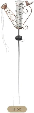 Solar Watering Can Lights, Decorative Iron Kettle Rain Gauge, with Bird Accent, 6-Inch Glass Tube, Led String Lights, Rustproof Metal, 36 X 8.5 X 2 in, for Easy Patio Yard Setup - Image 3