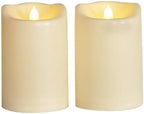 Large Outdoor Battery Operated Flameless Candles Remote 4”x6” 2 PCS Ivory - Image 3