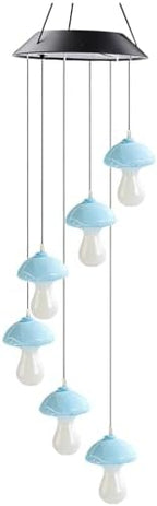 Christmas Garden Decoration: Mushroom Solar Wind Chime Light, 35 In/89 Cm Color Changing Outdoor Decor, Cute Design Gift For Patio by Unknown