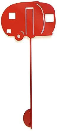 Hobby and Leisure Style Rustic or Powder Coated Metal Garden Stake or Stand (Small RV Teardrop Camper 21" Tall Including Stake, Red) - Image 2