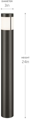 Kichler 12 Volt 2700K LED 24" Round Bollard in Textured Architectural Bronze, for Walkways, Sidewalks, Driveways, Patios, (3" x 24"), 16265AZT27 - Image 3