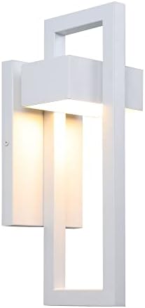 LamQee Outdoor Wall Lights Modern Exterior Lighting Fixtures, 3000K Integrated LED Outdoor Wall Sconce Lighting, Matte White Outside Wall Mount Lights for House Front Door Porch Garage Patio 1 Pack by LamQeeLights