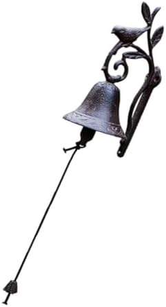 Cast Iron Flower Bird Bell Rustic Retro Wall Decor Brown Iron by PRETYZOOM