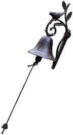 Cast Iron Flower Bird Bell Rustic Retro Wall Decor Brown Iron by PRETYZOOM