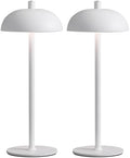 12" Cordless Table Lamps Set of 2, White Modern Portable Desk Lamp by NEWSEE
