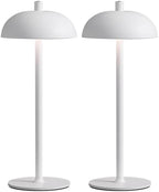12" Cordless Table Lamps Set of 2, White Modern Portable Desk Lamp by NEWSEE