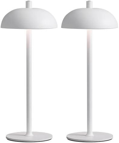 12" Cordless Table Lamps Set of 2, White Modern Portable Desk Lamp by NEWSEE