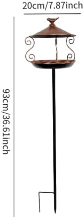 predolo Bird Feeder Standing Bird Bath Feeding Station Equipped with Metal Stake and Bowl Iron for Weatherproof Use Suitable for Garden Decor Backyard, Copper Color - Image 2