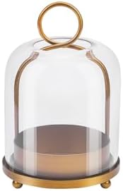 5"x7.5" Versatile Modern Metal Hurricane Lantern with Handmade Sturdy Glass Dome in Antique Brass for 3" Pillar Candle & Plants, Industrial, Farmhouse, Shabby Chic (Brass, 5"x7.5" for 3" Pillar) by Unknown