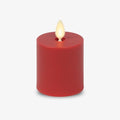 Luminara Outdoor Votive Flameless LED Candle, Cherry Red 2" x 3.2", Moving Flame Battery Operated Timer Remote Ready IPX4 Matte Plastic Finish by Luminara
