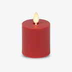 Luminara Outdoor Votive Flameless LED Candle, Cherry Red 2" x 3.2", Moving Flame Battery Operated Timer Remote Ready IPX4 Matte Plastic Finish by Luminara
