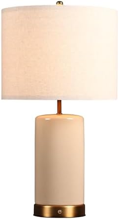 O’Bright Dune - Battery Powered Table Lamp, Rechargeable Cordless Ceramic Lamp, Full-Size 24 Inch Height, 4-Level Dimming, Smart Safety Protection, Type-C Fast Charging, LED Bulb Included, Cream White by OBright