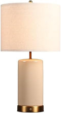 O’Bright Dune - Battery Powered Table Lamp, Rechargeable Cordless Ceramic Lamp, Full-Size 24 Inch Height, 4-Level Dimming, Smart Safety Protection, Type-C Fast Charging, LED Bulb Included, Cream White by OBright