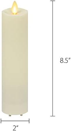 Luminara Outdoor Slim Pillar Flameless LED Candle, Ivory 2" x 8.5", Moving Flame Weather Resistant Timer Ready Battery Operated Safe Melted Edge - Image 5