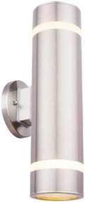Cerdeco 15" Stainless Steel Modern Outdoor Wall Sconce Cylinder Porch Light by Cerdeco