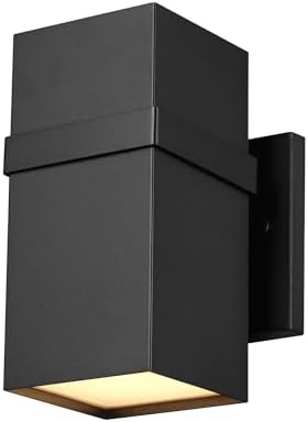 Globe Electric 60000180 9W LED Integrated Dusk to Dawn Outdoor Wall Sconce, Matte Black, 500 Lumens, 2700 Kelvin, 80 CRI by GlobeElectric