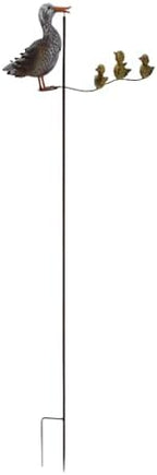 Red Carpet Studios Garden Art Balance Rocker Metal Garden Stake Yard Décor, 49” Tall, Grey Mother Duck with Yellow Ducklings by RedCarpetStudios