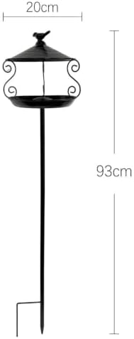 Bird Feeder Iron Standing Bird Bath Feeding Station Decorative Stake Birdbath Bowl Easy Installation Weatherproof Suitable for Outdoor Garden Lawn Cou, Black - Image 2