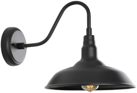 Black Gooseneck Barn Light for Farmhouse 10 Inch Dome Exterior Lights Fixture with Wall Mount, Outdoor Wall Sconce for Garage Porch Patio by GOALPLUS
