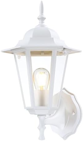 Outdoor Wall Light Fixture, Aluminum Glass, White, 1 Pack by KumtinSmart
